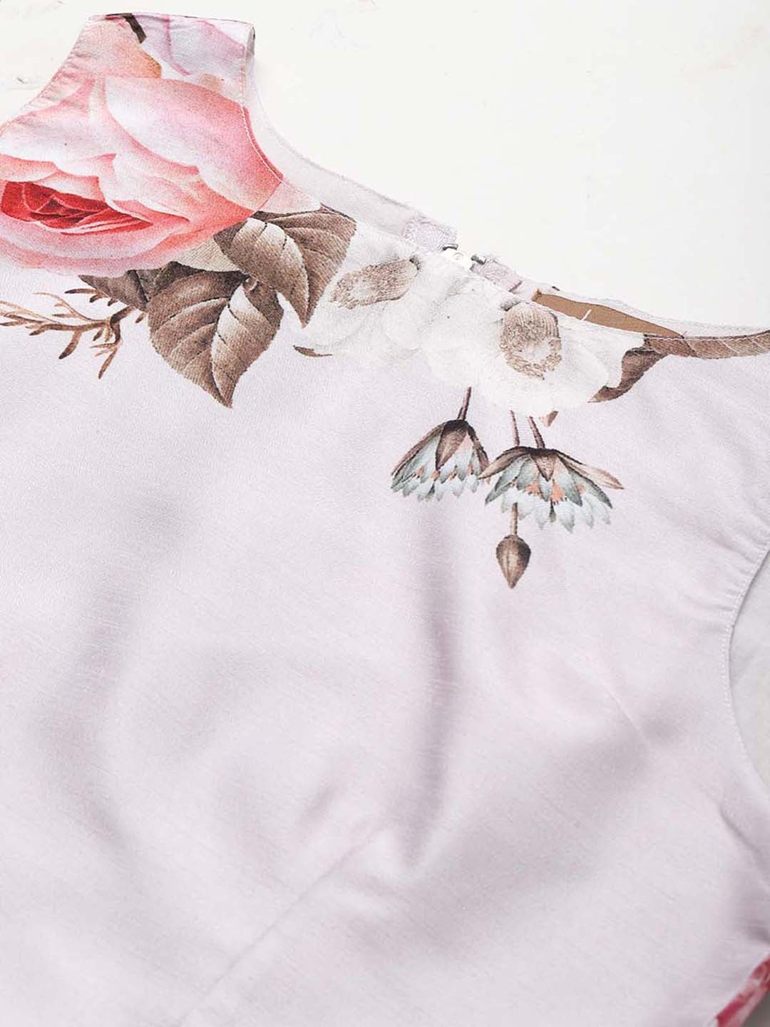 Women's Nude Floral Sleeveless Crop Top