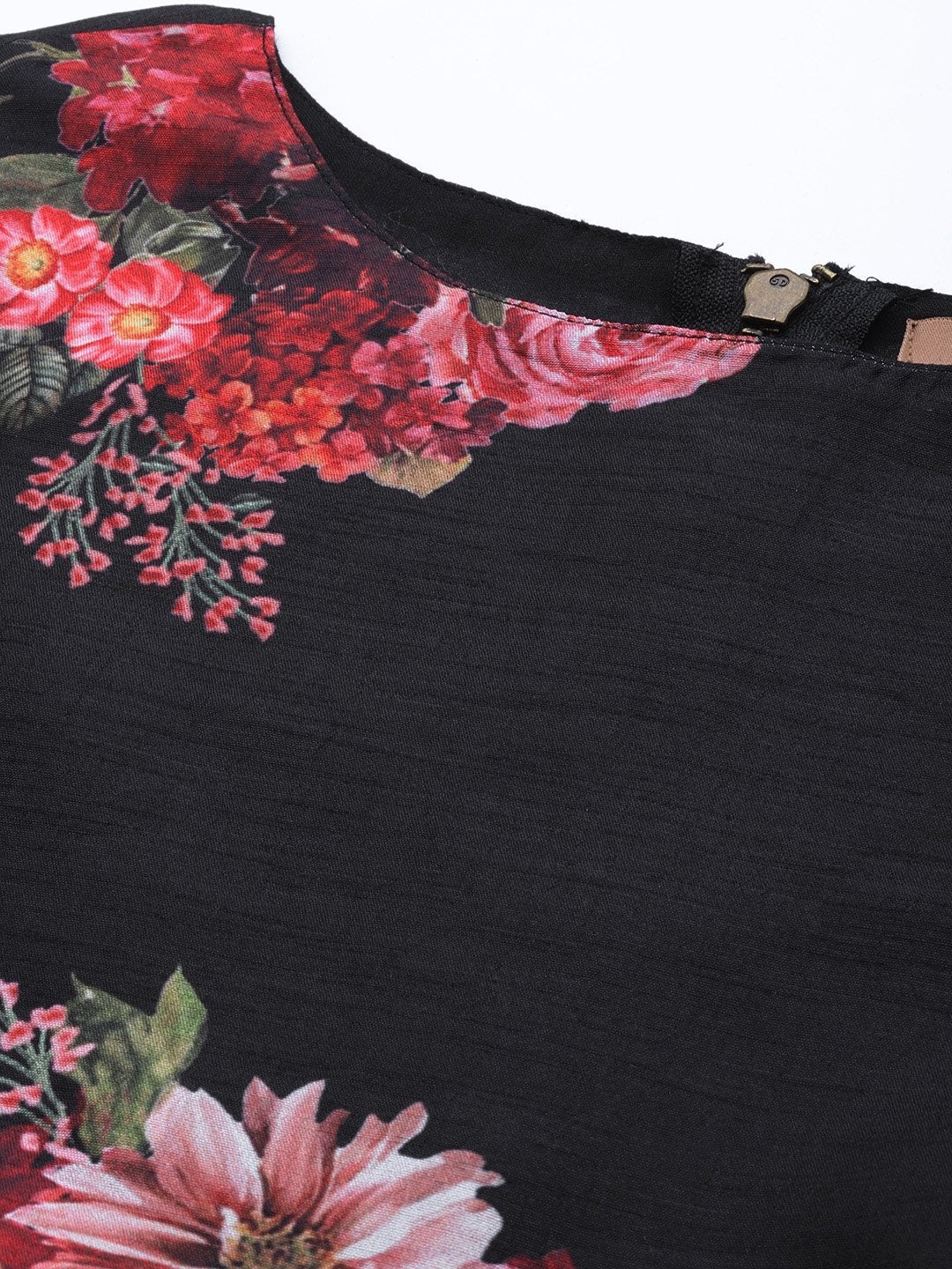 Women's Black Floral Sleeveless Crop Top