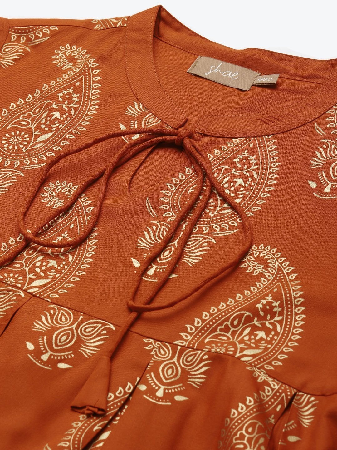 Women's Rust Paisely Foil Print Kali Top - SHAE