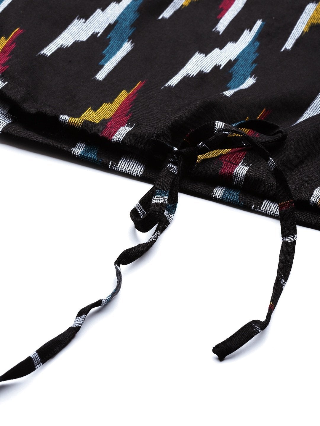 Women's Black Ikat Strappy Crop Top