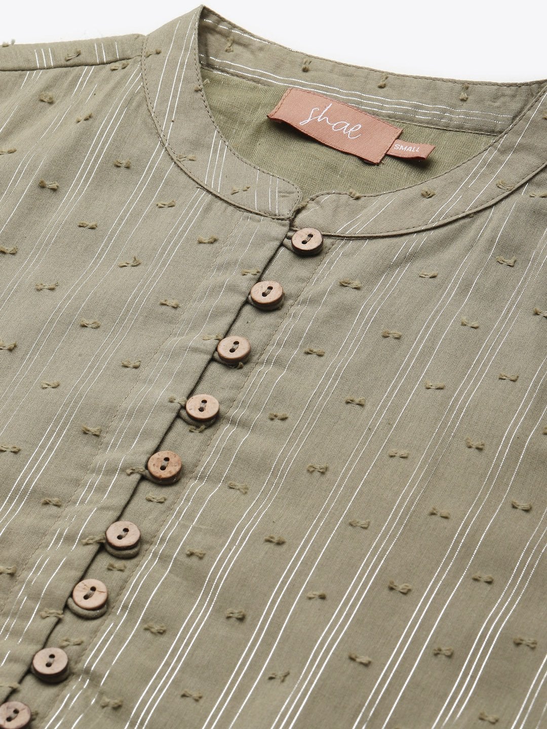 Women's Olive Front Button Gathered Top - SHAE