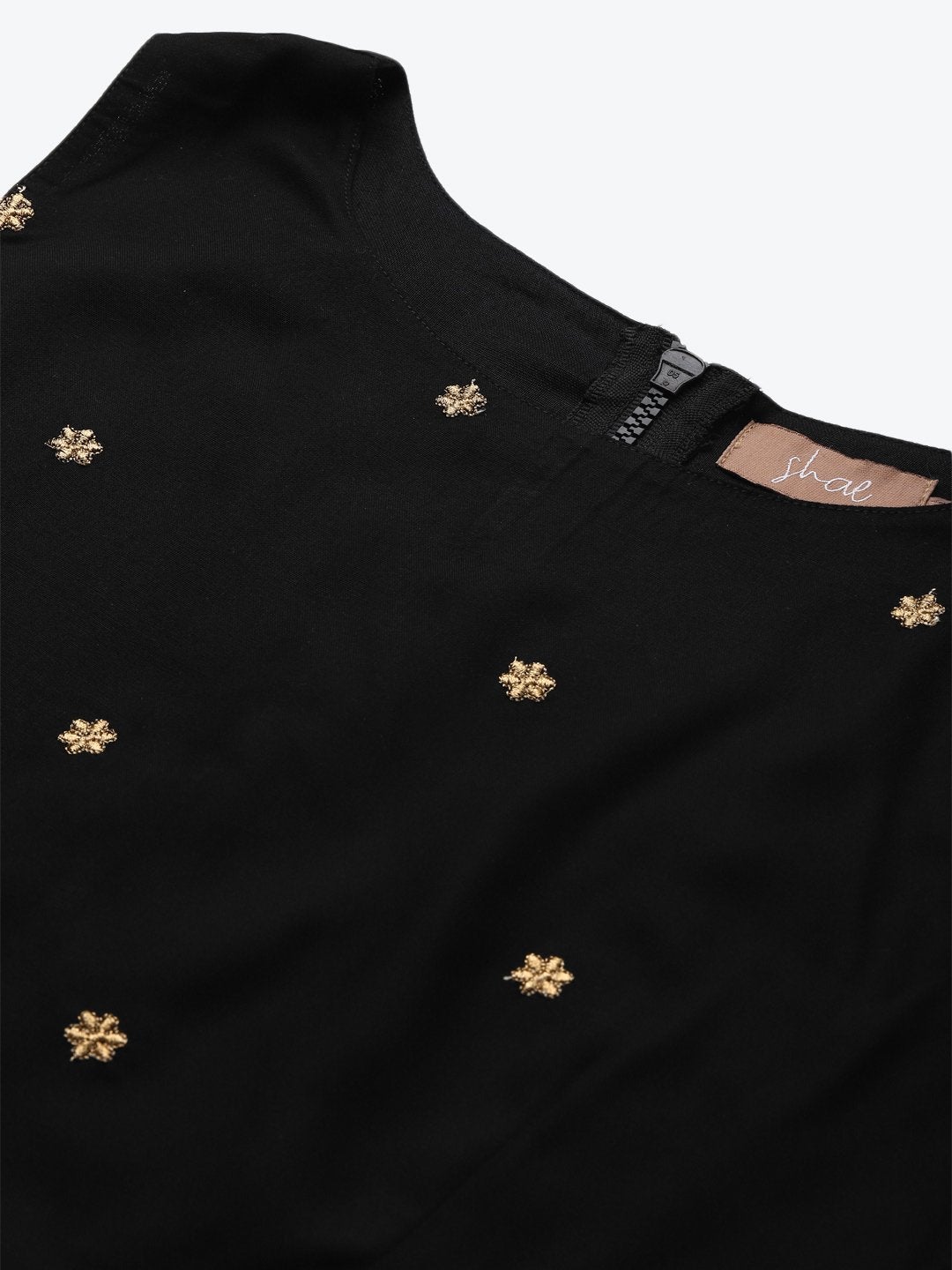 Women's Black Sleeveless Embroidered Crop Top - SHAE