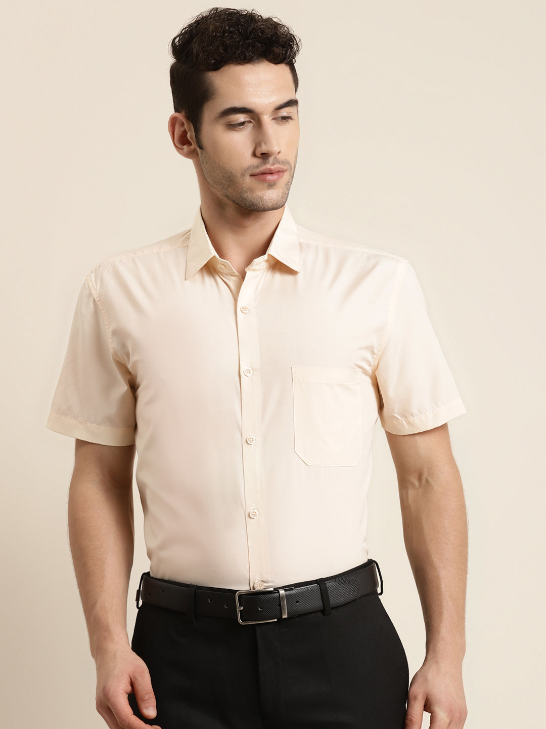 Men's Cotton Tan Half sleeves Casual Shirt