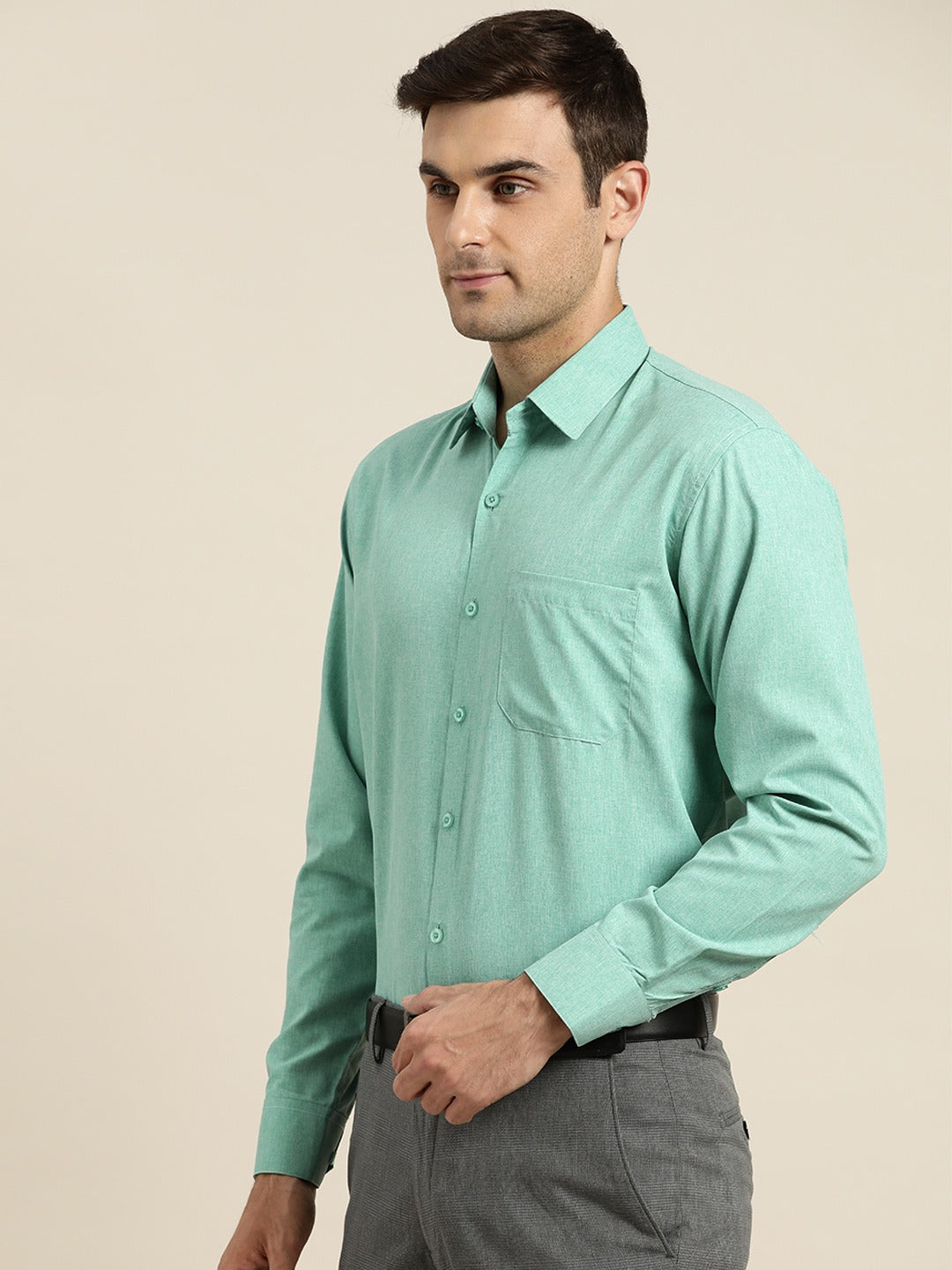 Men's Cotton Sea Green Casual Shirt