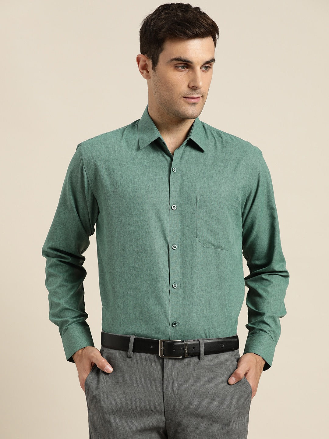 Men's Cotton Bottle Green Casual Shirt
