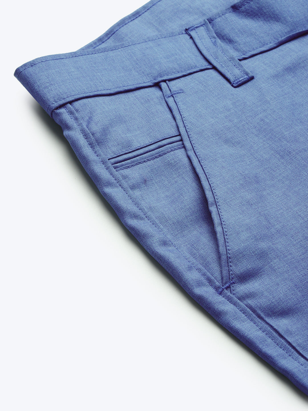 Men's Cotton Blend Sky Blue Solid Casual Trouser - Sojanya