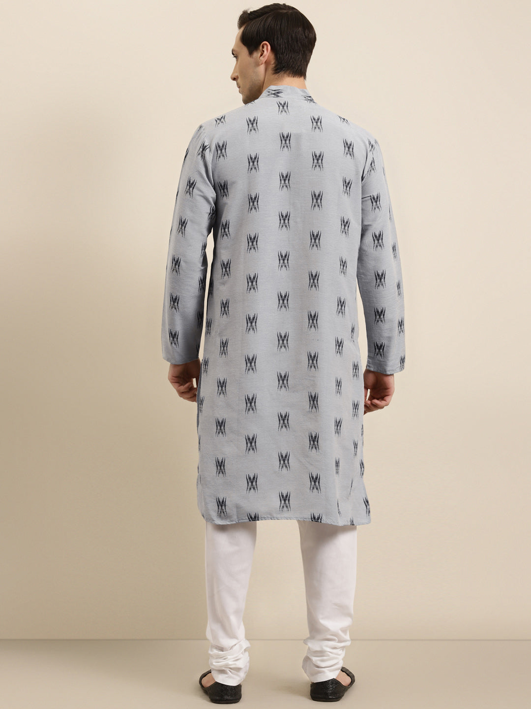 Men's Cotton Grey & Black Churidar Pyjama Set - Sojanya