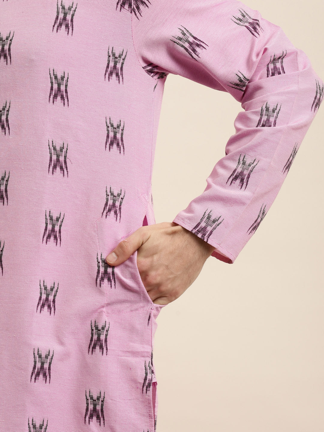 Men's Cotton Pink & Black Churidar Pyjama Set - Sojanya