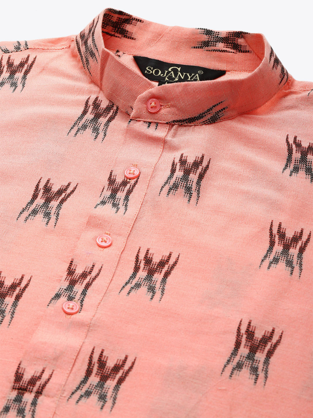 Men's Cotton Dark peach & Black Churidar Pyjama Set - Sojanya