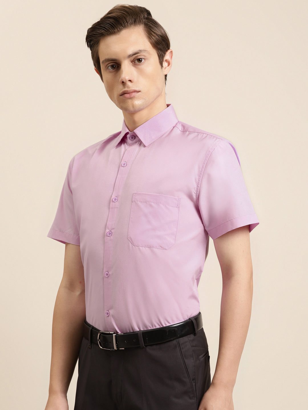 Men's Cotton Purple Classic Formal Shirt - Sojanya