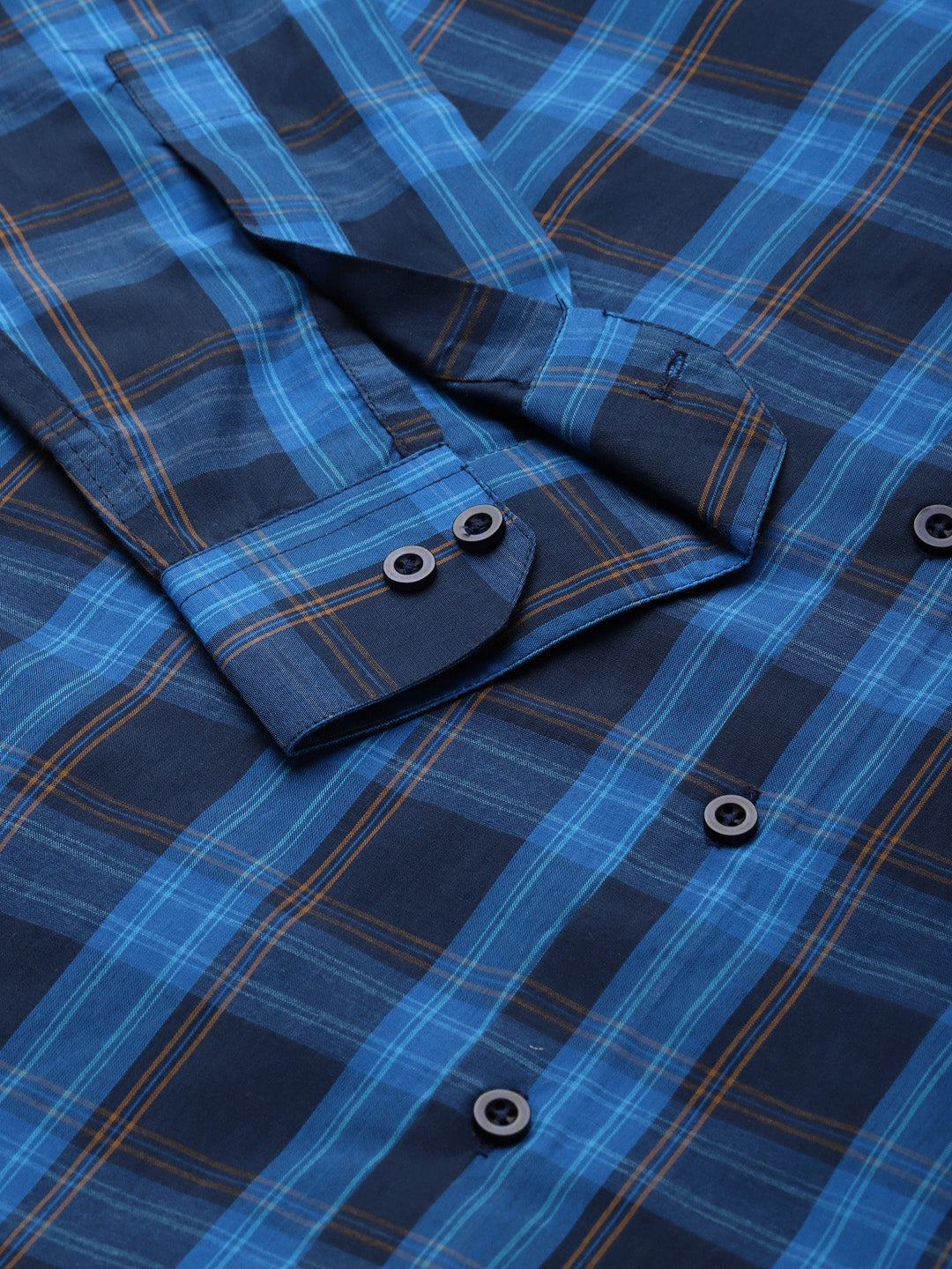 Men's Cotton Navy & Royal blue Formal Shirt - Sojanya