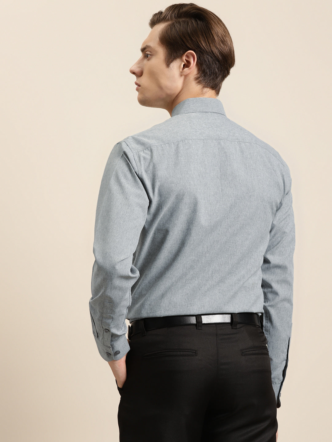 Men's Cotton Grey Formal Classic Shirt - Sojanya