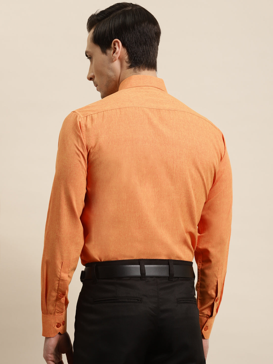 Men's Cotton Orange Formal Classic Shirt - Sojanya