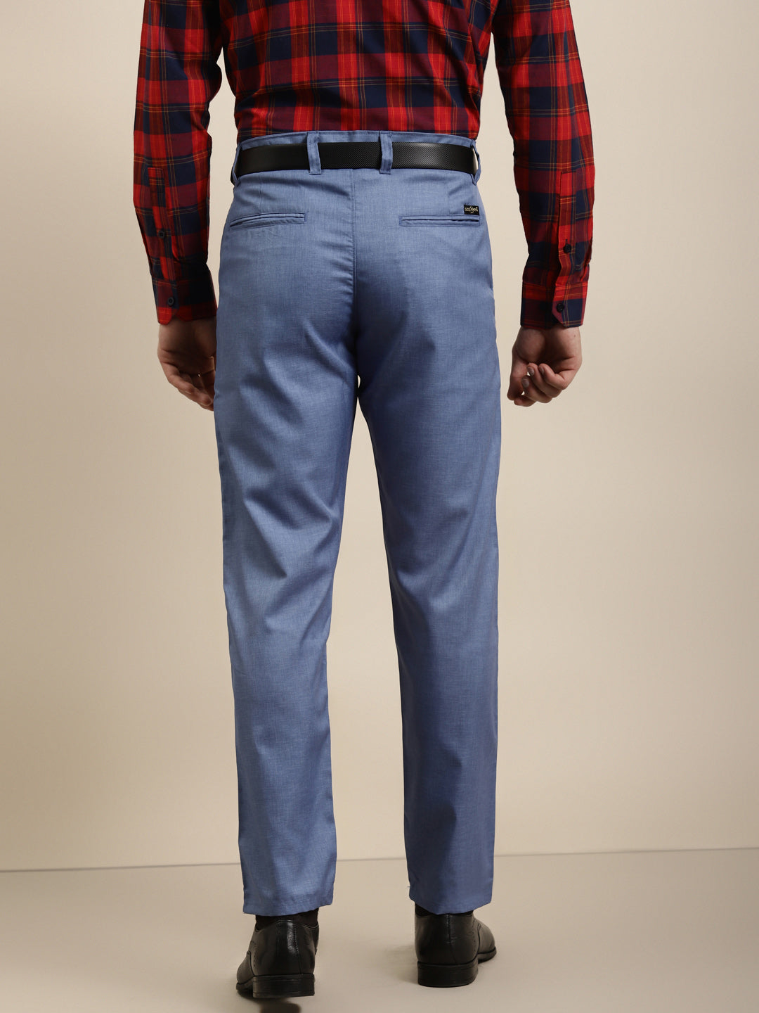 Men's Cotton Blend Sky Blue Solid Trouser - Sojanya