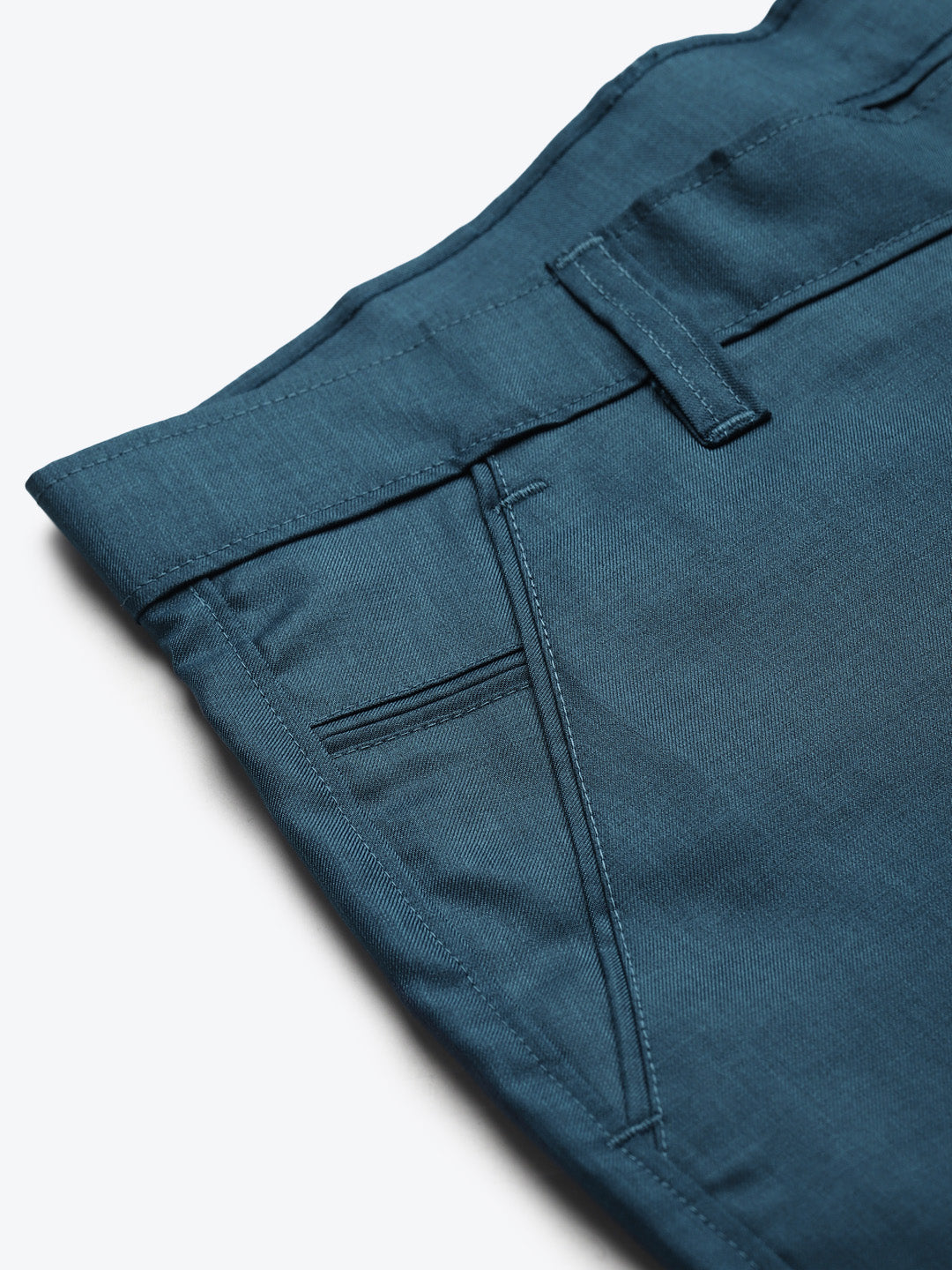 Men's Cotton Blend Teal Blue Solid Trouser - Sojanya