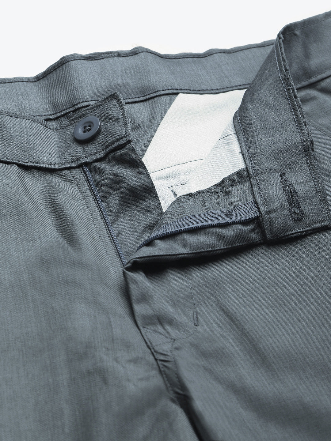 Men's Cotton Blend Charcoal grey Solid Trouser - Sojanya