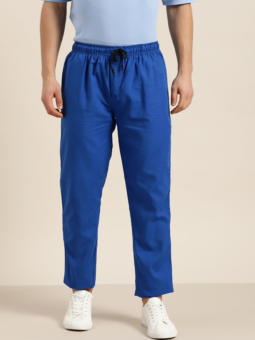 Men's Cotton Royal Blue Solid Track Pant  - Sojanya