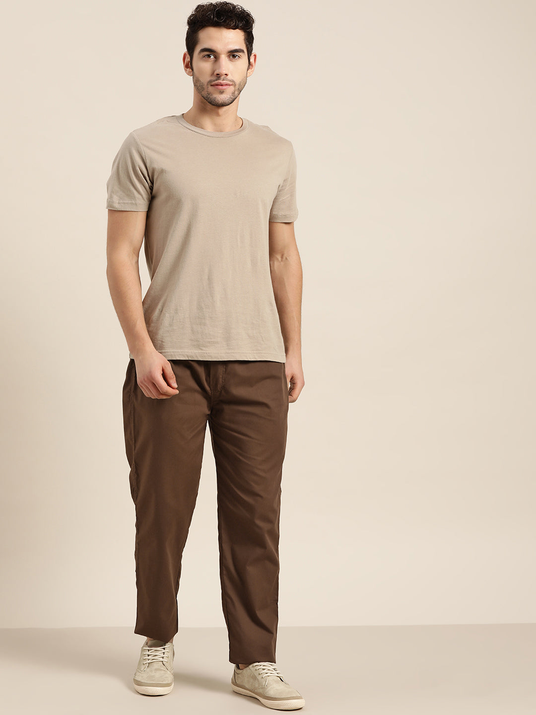 Men's Cotton Brown Solid Track Pant  - Sojanya