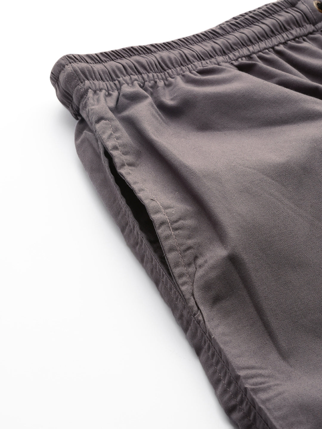 Men's Cotton Dark grey Solid Track Pant  - Sojanya