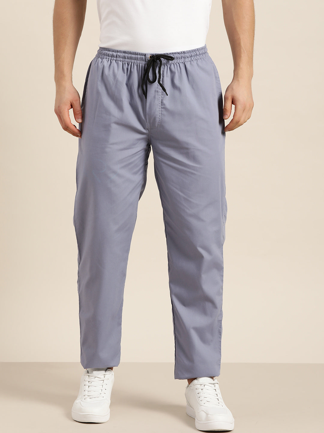 Men's Cotton Light Grey Solid Track Pant  - Sojanya