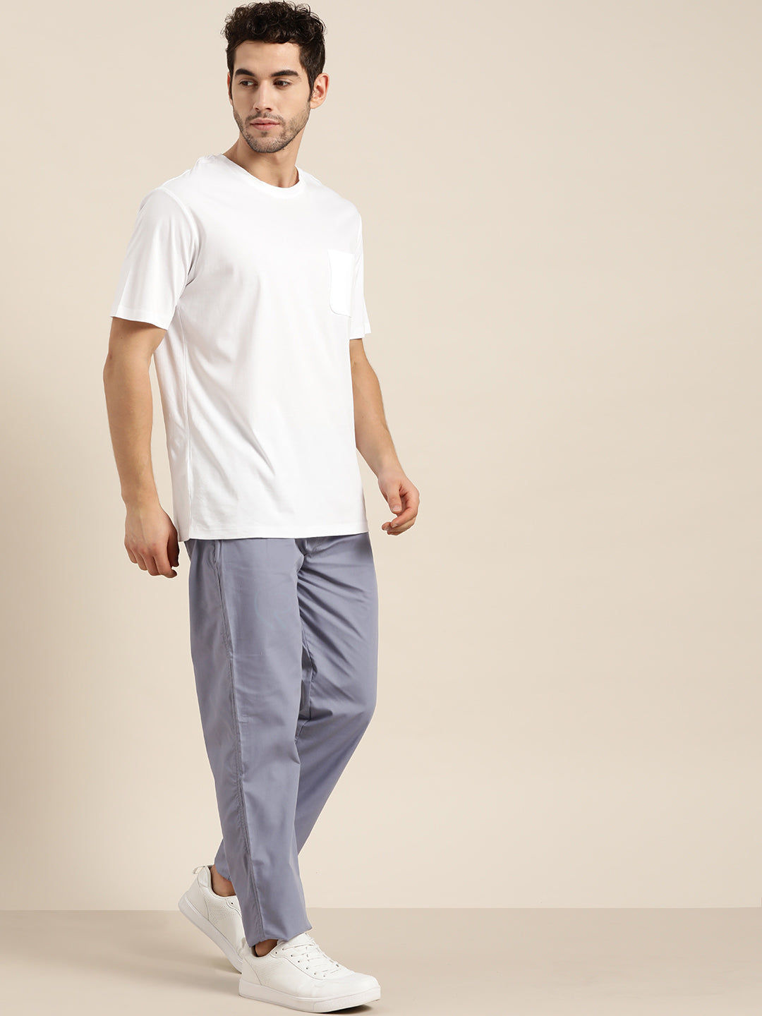 Men's Cotton Light Grey Solid Track Pant  - Sojanya
