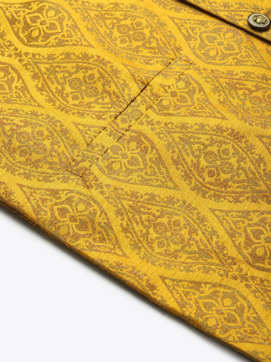 Men's Jacquard Silk Mustard & Gold Waistcoat