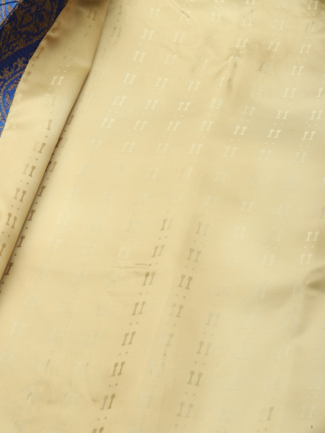 Men's Jacquard Silk Blue & Gold Waistcoat
