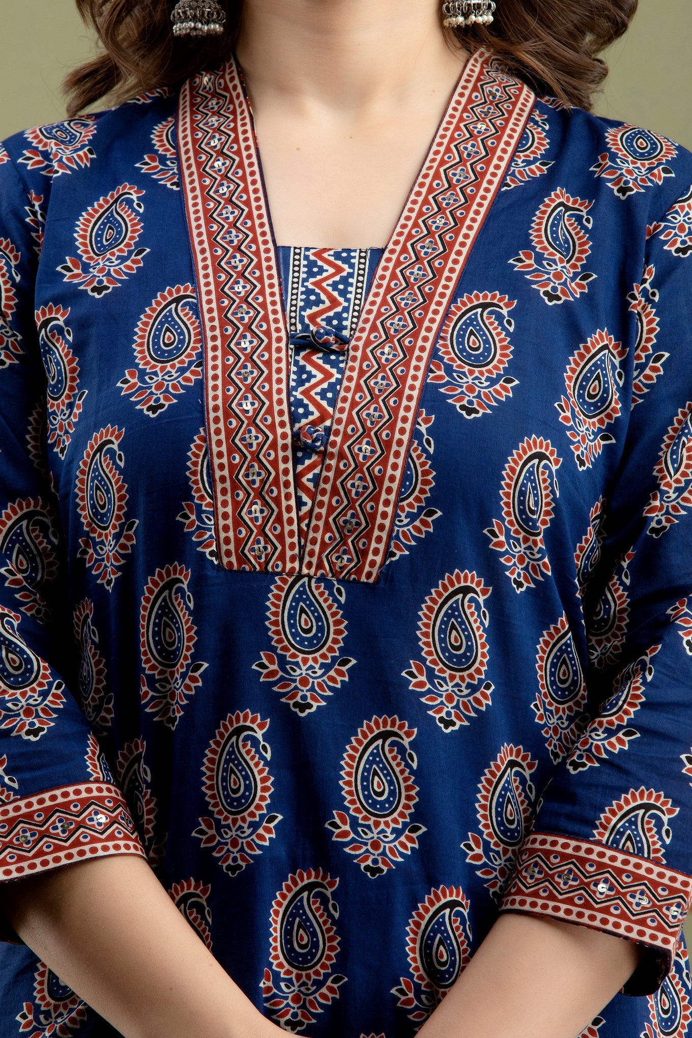 Women's Blue printed kurta dupatta set - MISSKURTI