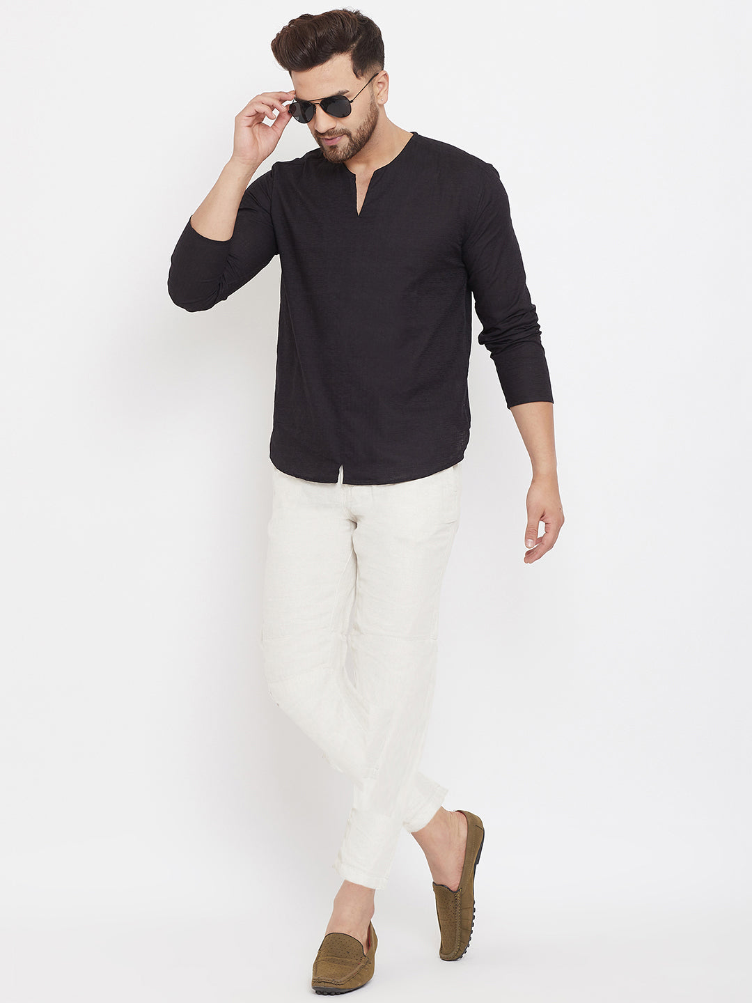 Men's Black Summer Casual Shirt Kurta