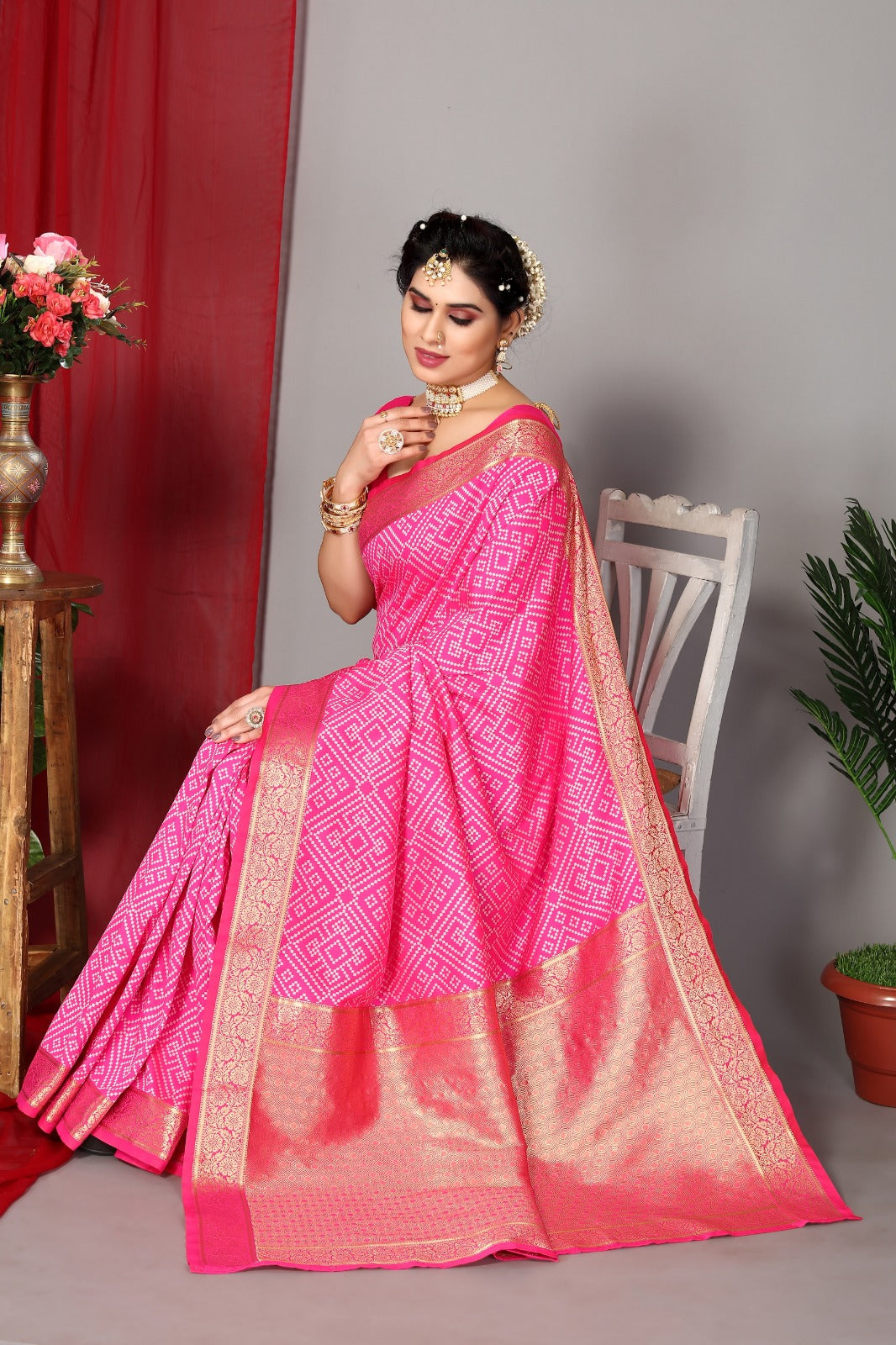 Women's Pink Designer Saree Collection - Dwija Fashion