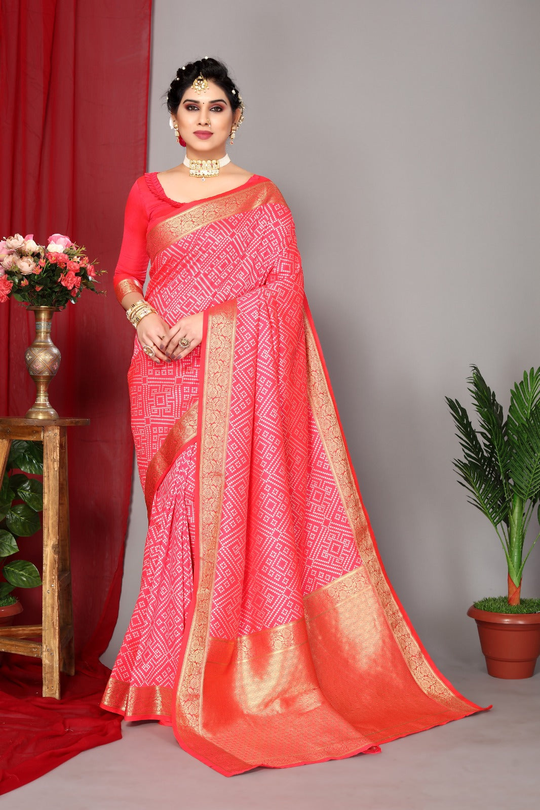 Women's Peach Designer Saree Collection - Dwija Fashion