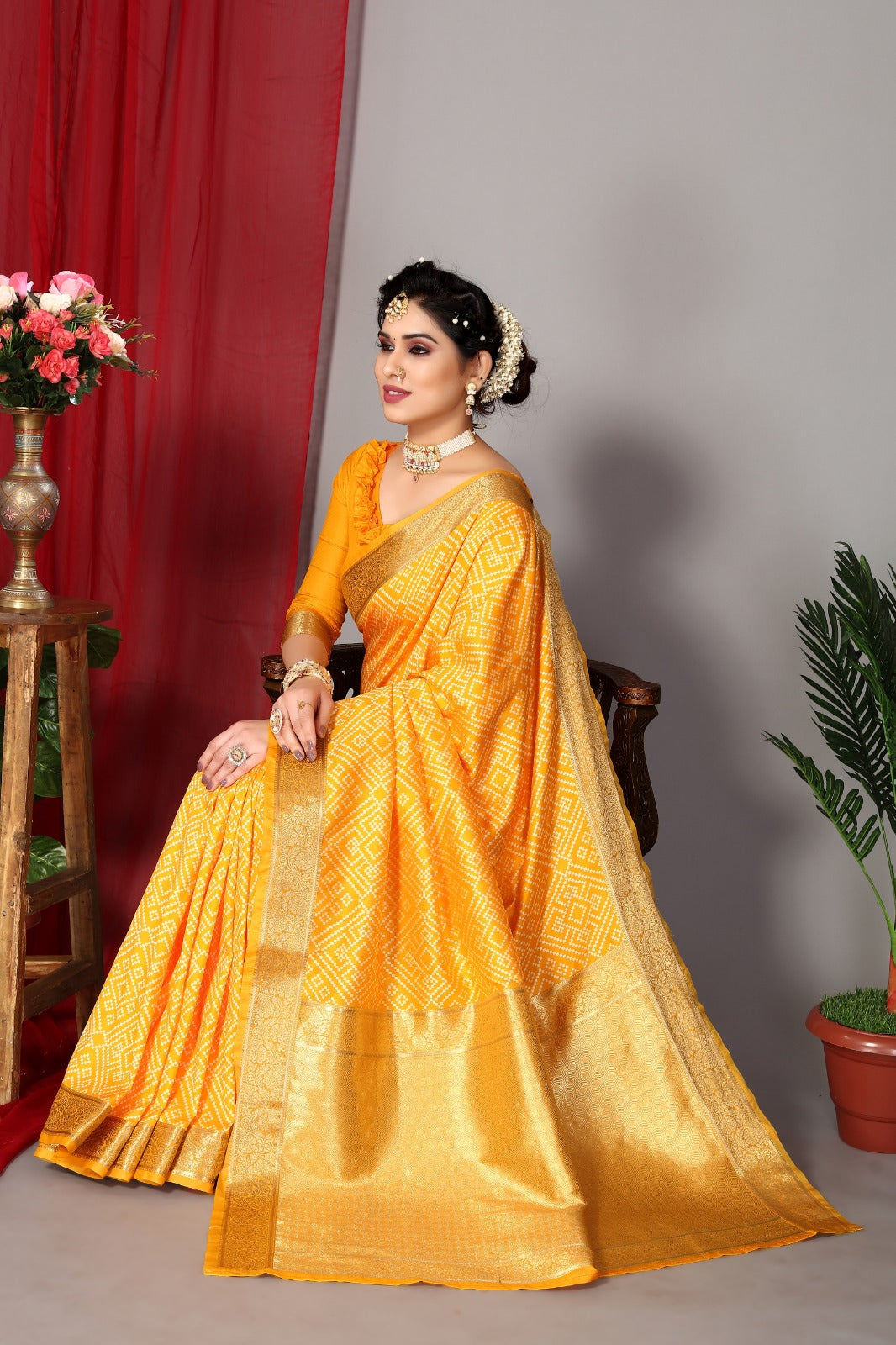 Yellow Woven Art Silk Saree With Blouse – Cygnus Fashion