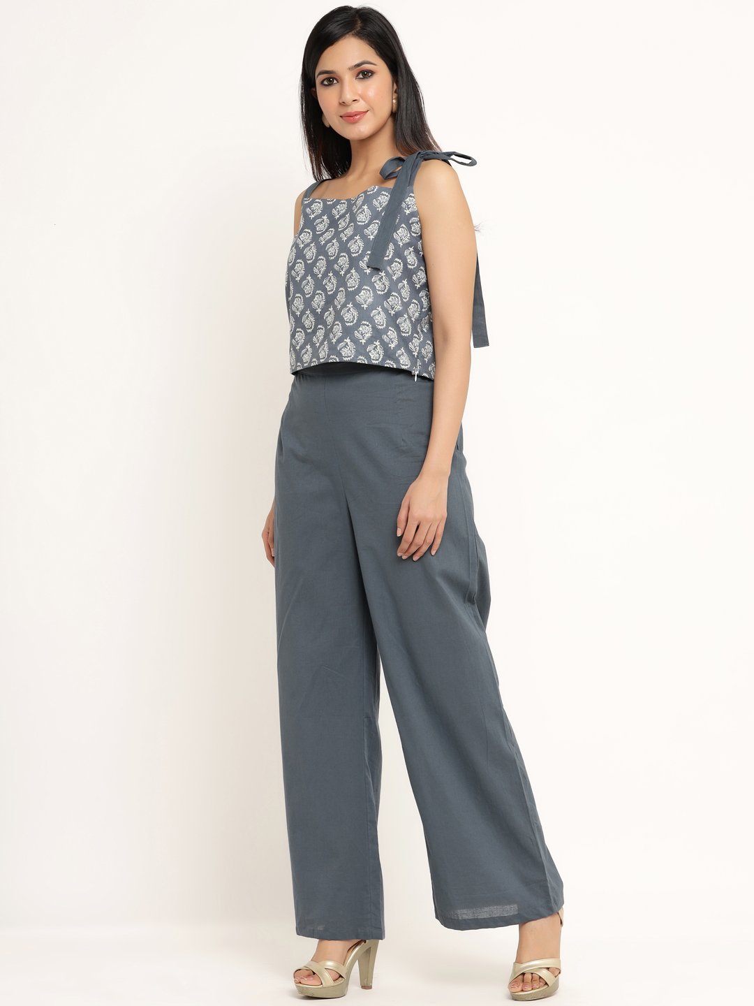 Wide leg cropped trousers with pleat front in recycled fabric La Redoute  Collections | La Redoute