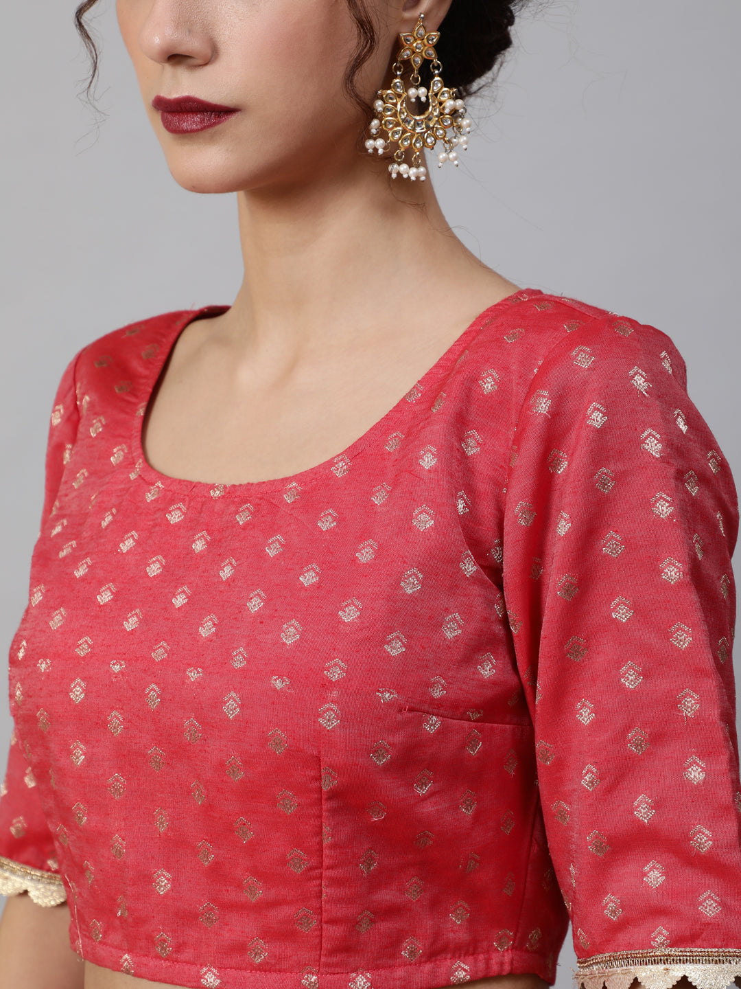 Women's Red Dobby Designed Lehenga Choli With Dupatta - Aks
