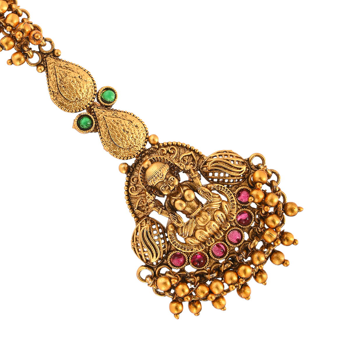Women's Kundan And Faux Pearls Adorned Brass Gold Plated Maang Tika - Voylla