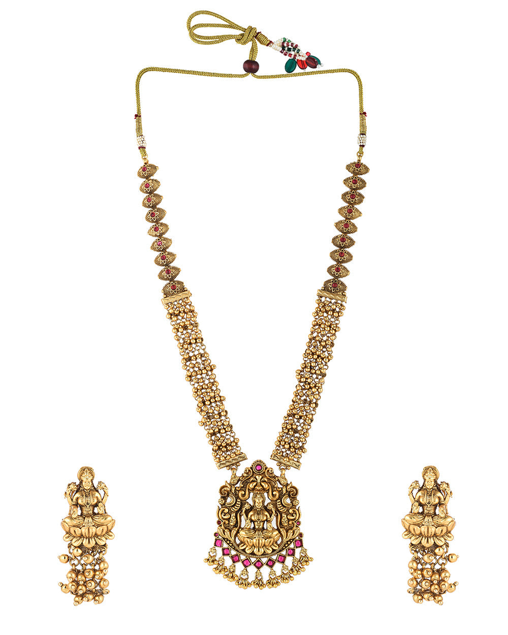 Women's Sparkling Opulence Pearl Beaded Temple Jewellery Set - Voylla
