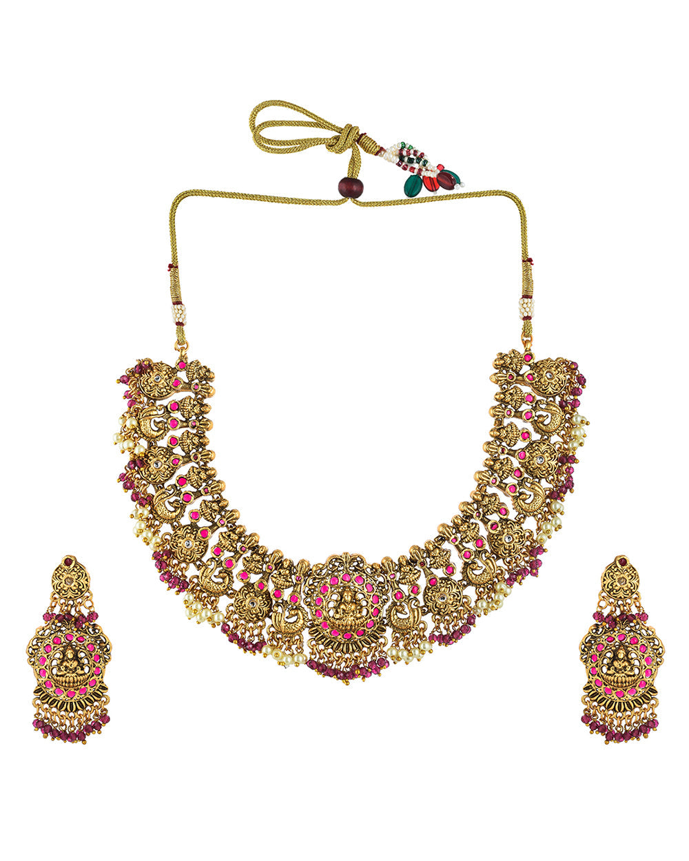 Women's Sparkling Opulence Beaded Gold Toned Jewellery Set - Voylla