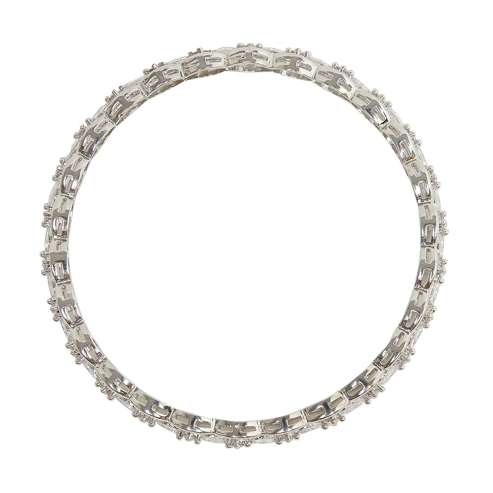 Women's Cz Elegance Silver Plated Bangles - Voylla
