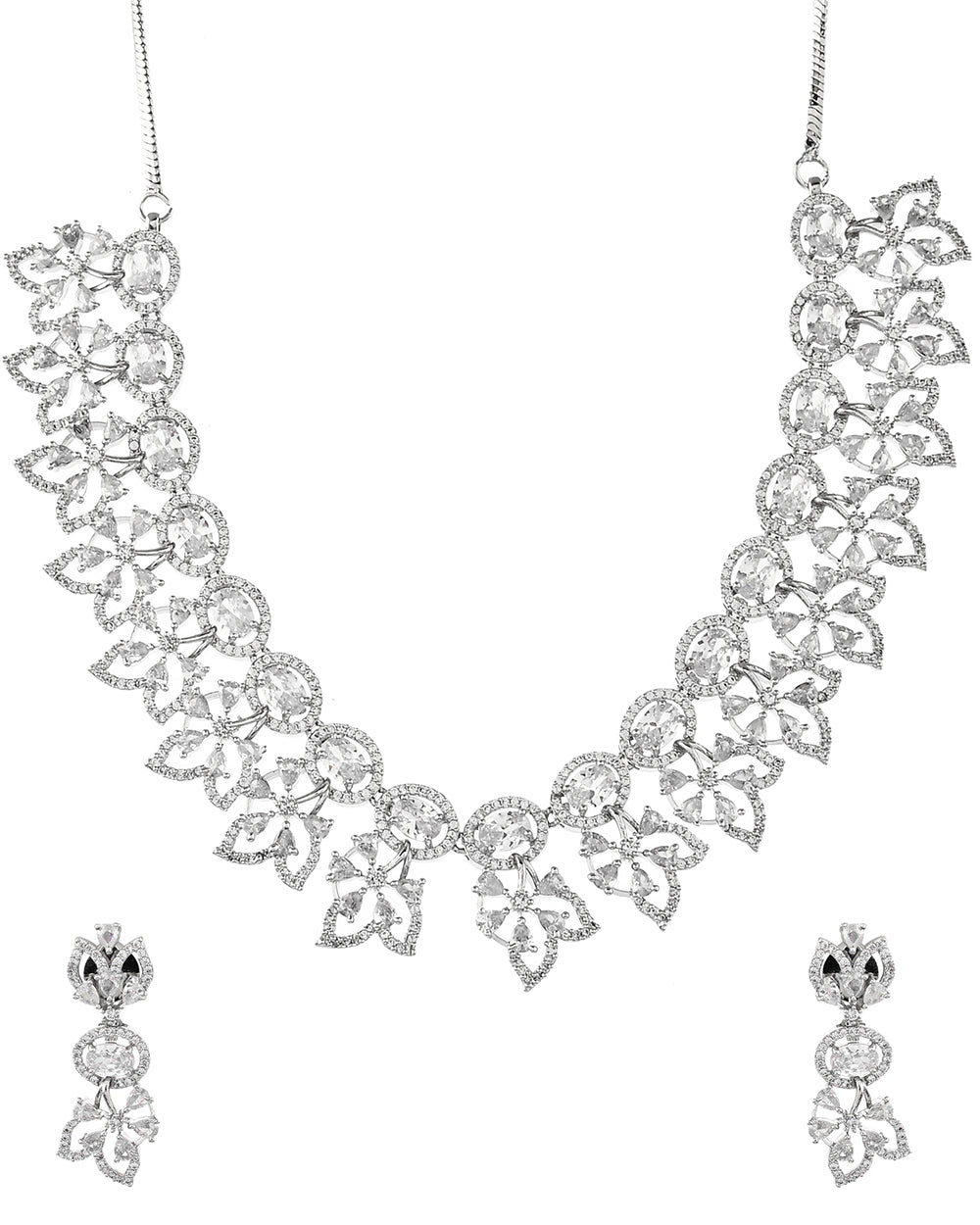 Women's Sparkling Elegance Floral Jewellery Set - Voylla