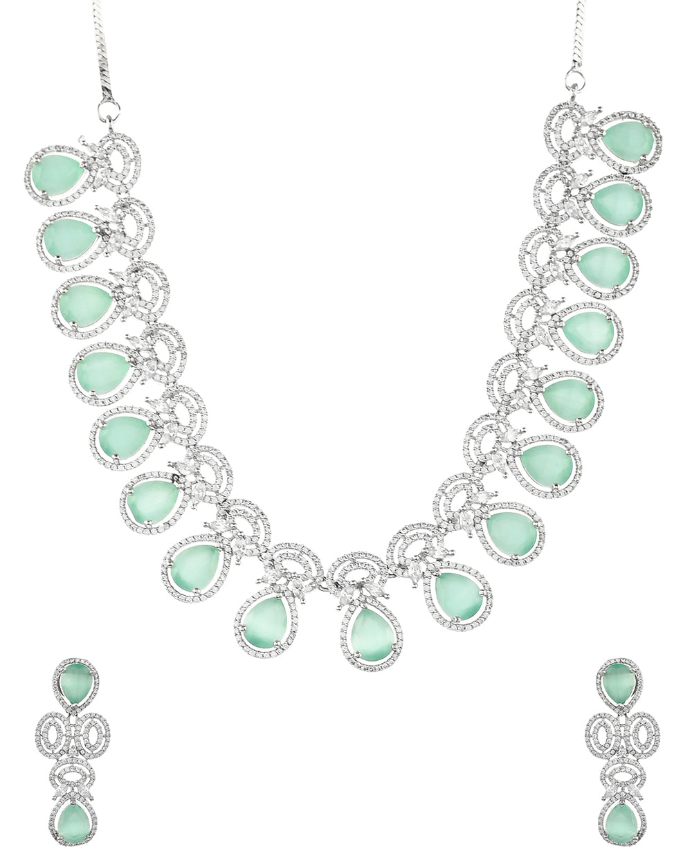 Women's Sparkling Elegance Green Zircons Jewellery Set - Voylla