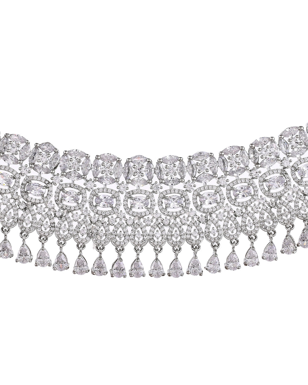 Women's Sparkling Opulence Heavily Embellished Cz Jewellery Set - Voylla