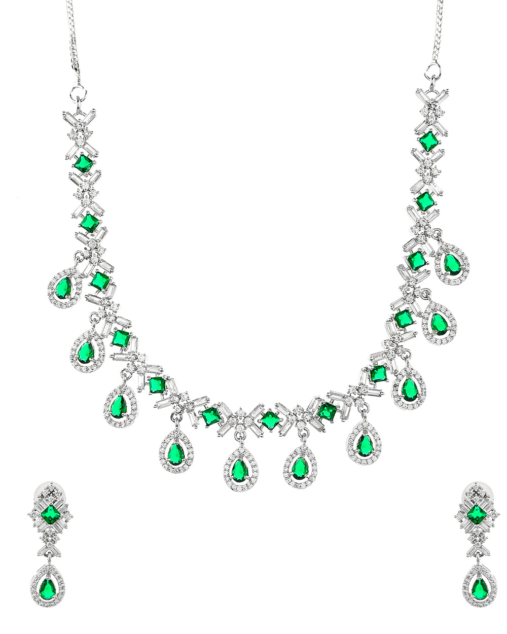 Women's Sparkling Elegance Cluster Zircons Jewellery Set - Voylla