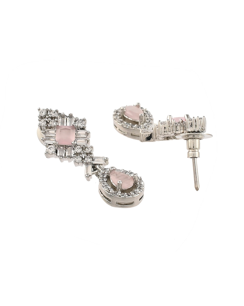 Women's Sparkling Elegance Pink Gems Jewellery Set - Voylla