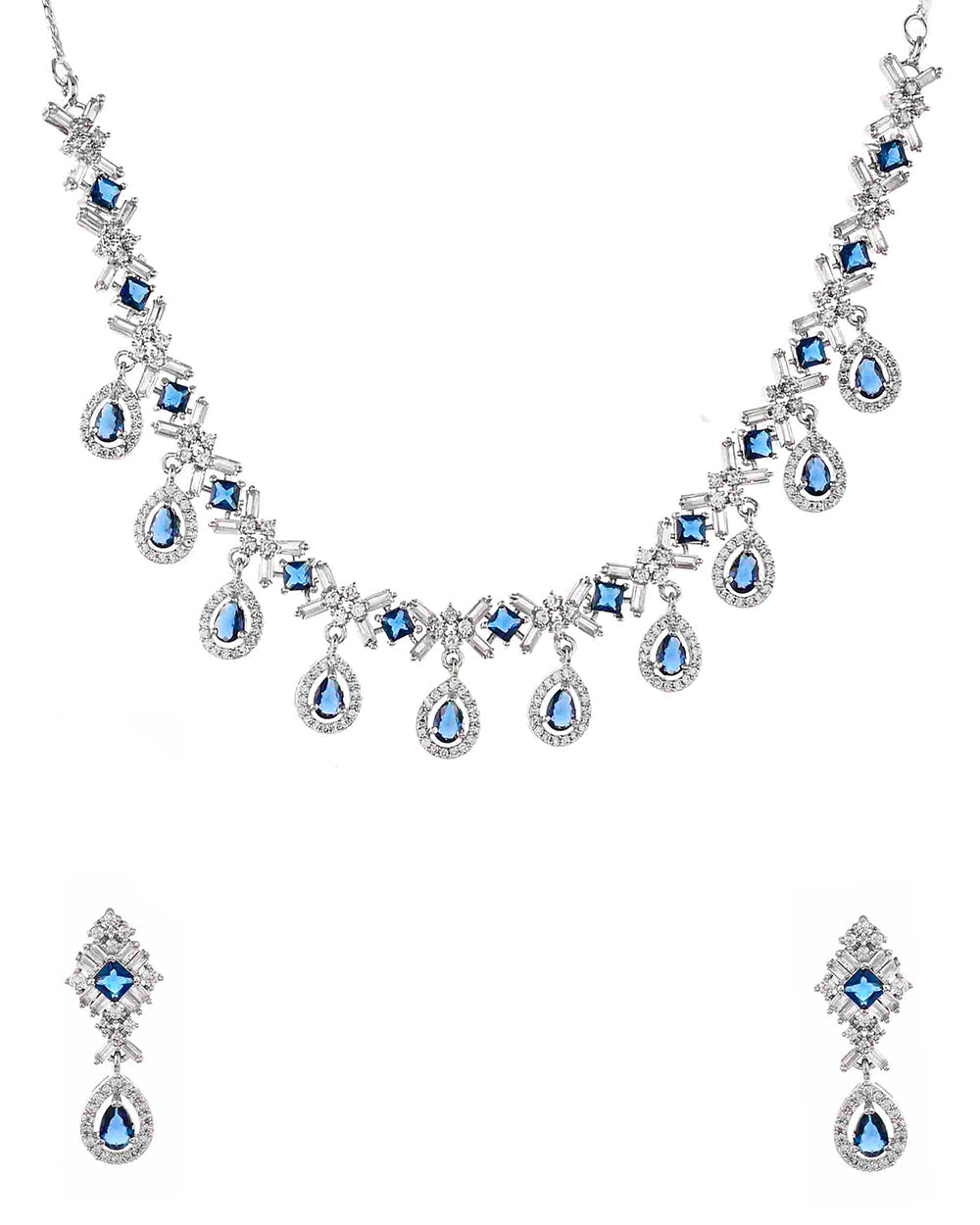 Women's Sparkling Elegance Teardrop Cz Jewellery Set - Voylla