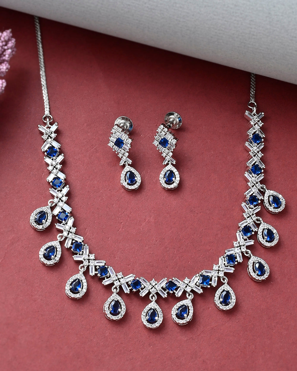 Women's Sparkling Elegance Teardrop Cz Jewellery Set - Voylla