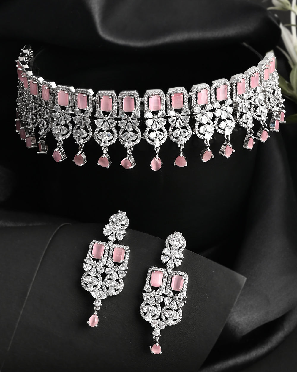 Women's Sparkling Opulence Emerald Cut Jewellery Set - Voylla