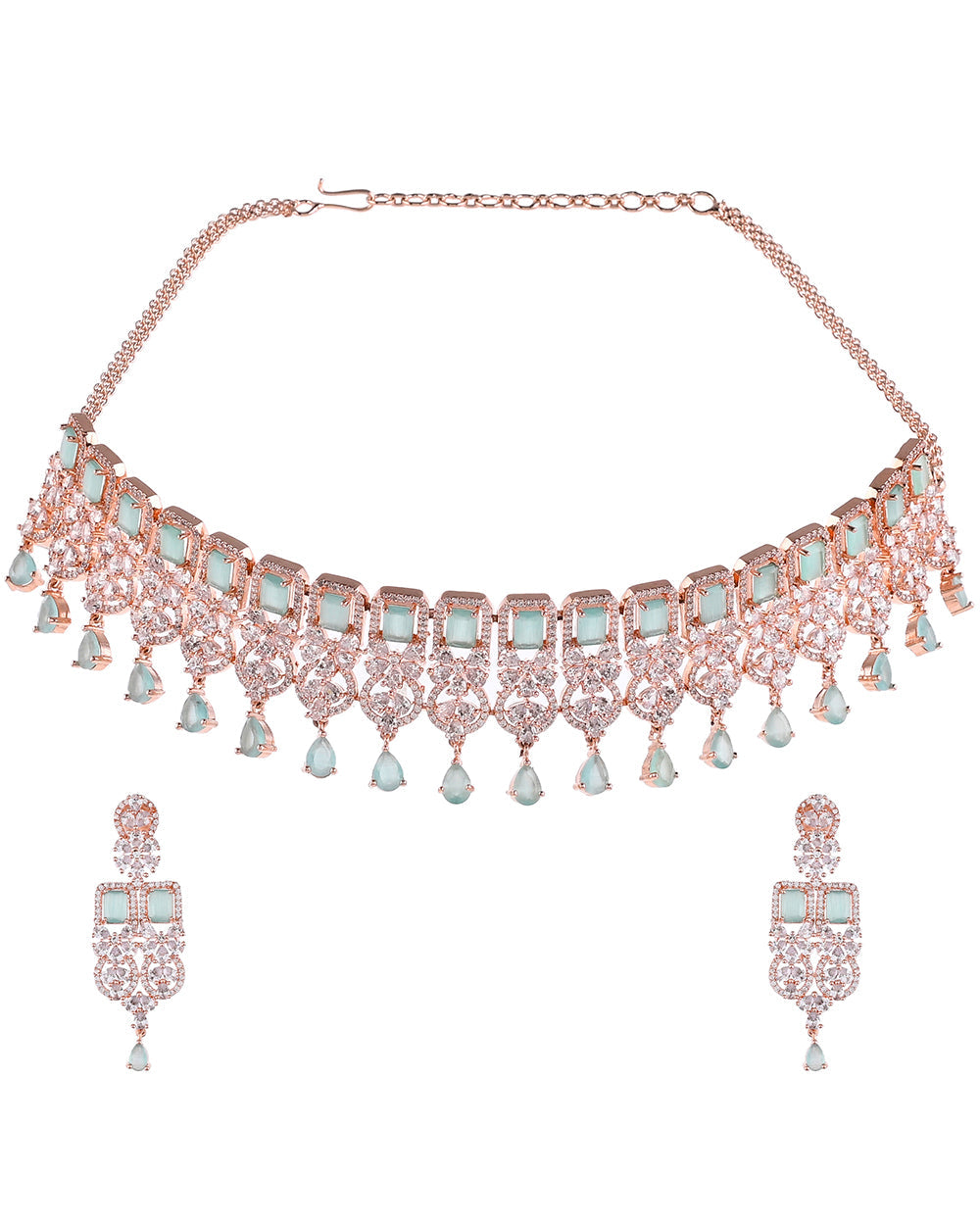 Women's Sparkling Elegance Choker Cubic Zirconia Jewellery Set - Voylla