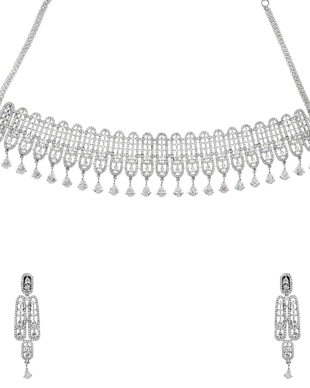 Women's Sparkling Opulence Pear Cut Jewellery Set - Voylla