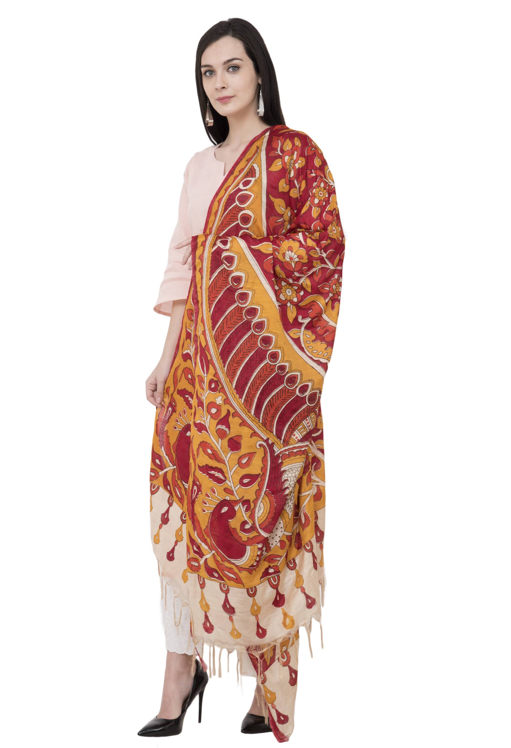 A R Silk Modal Kalamkari Print Fancy Dupatta Color Multi Print Dupatta or Chunni
