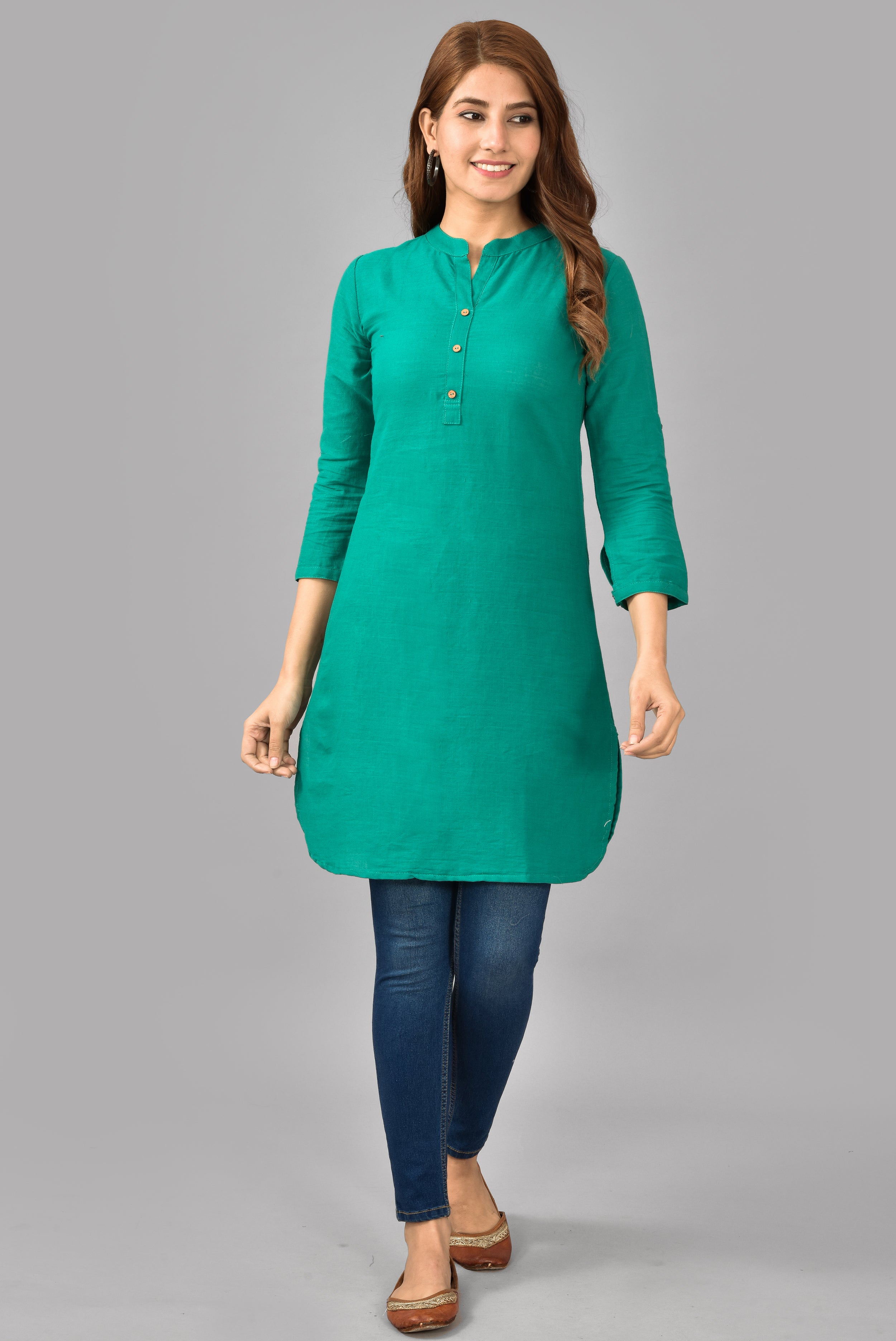 Women's Green Color Straight Kurta - Aayumi